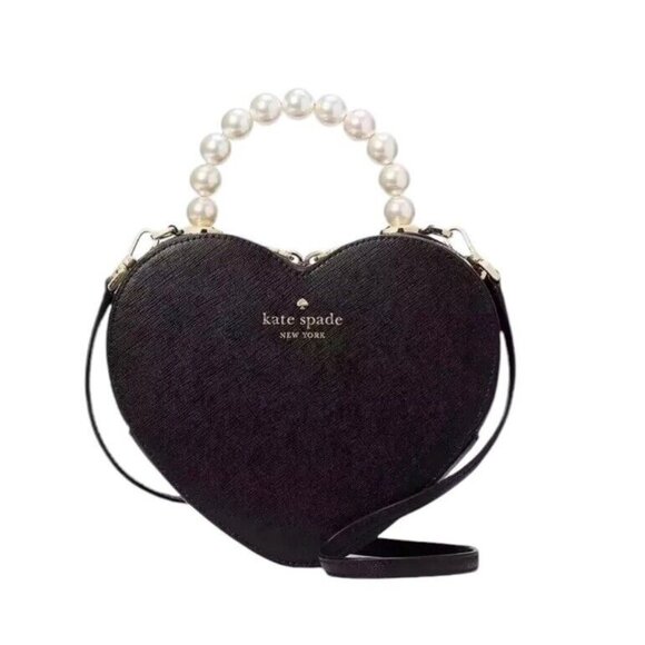 kate spade new york Handbags - NWT Kate Spade KF516 Love Shack Heart Pearl Crossbody Purse Black Leather $389